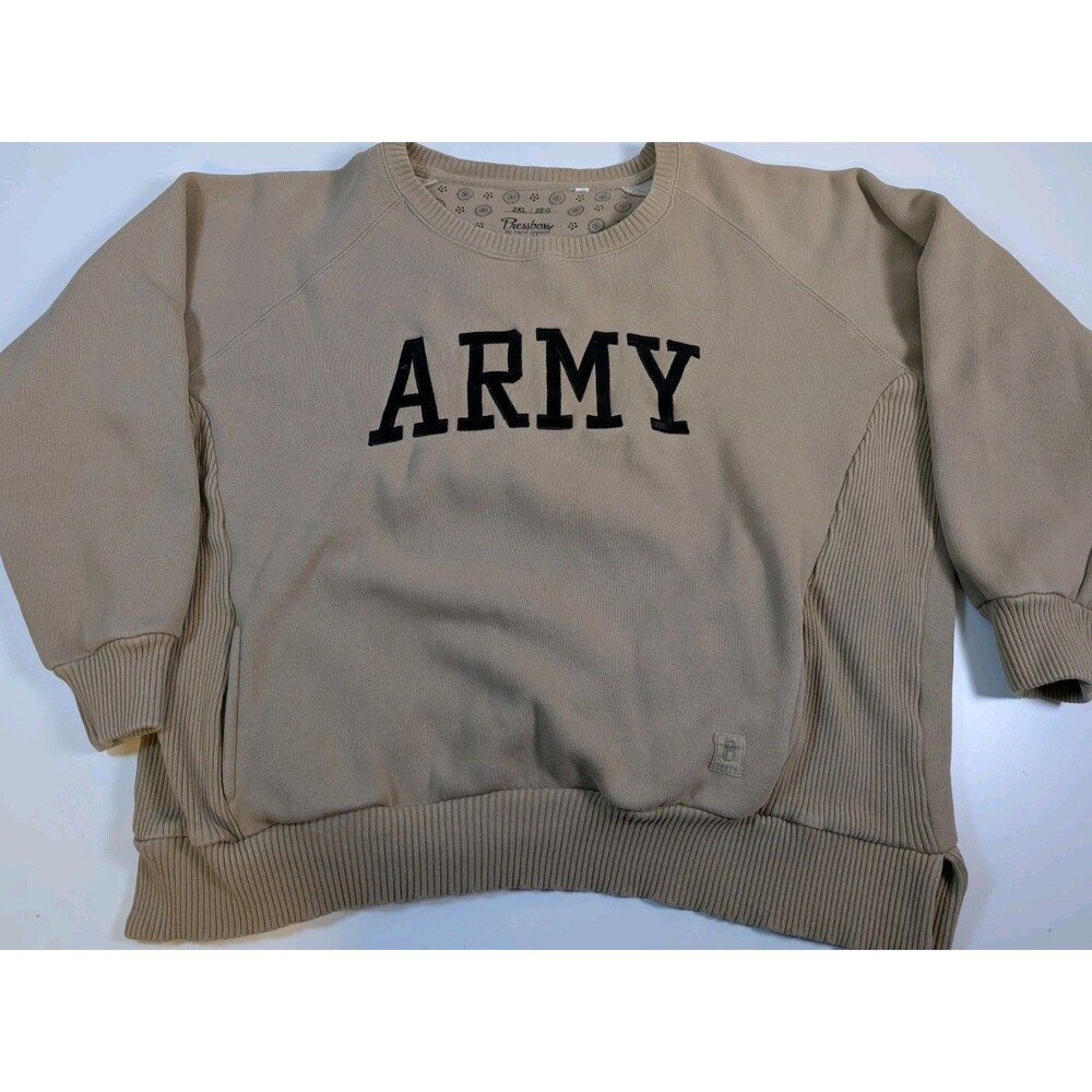 Pressbox Tan Army Long Sleeve Adult Sweater Super Thick Size 2XL